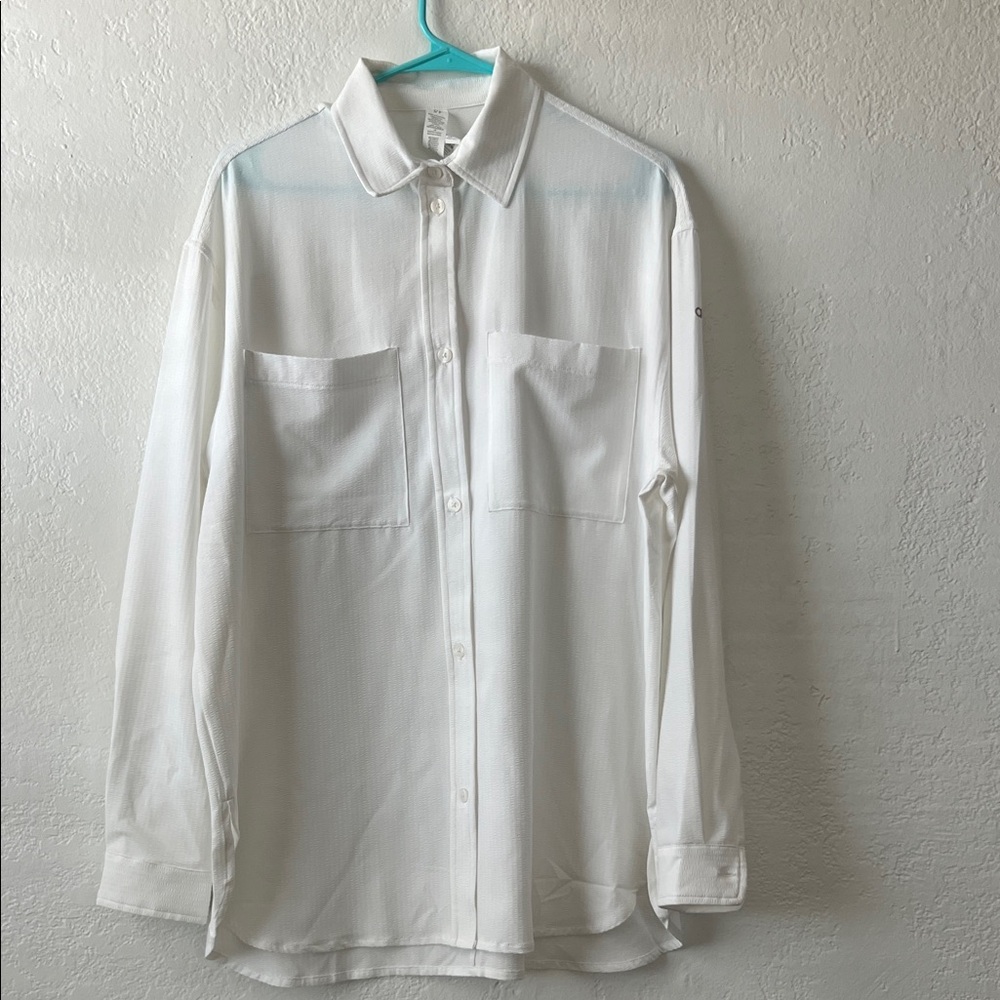 Alo white button down shirt